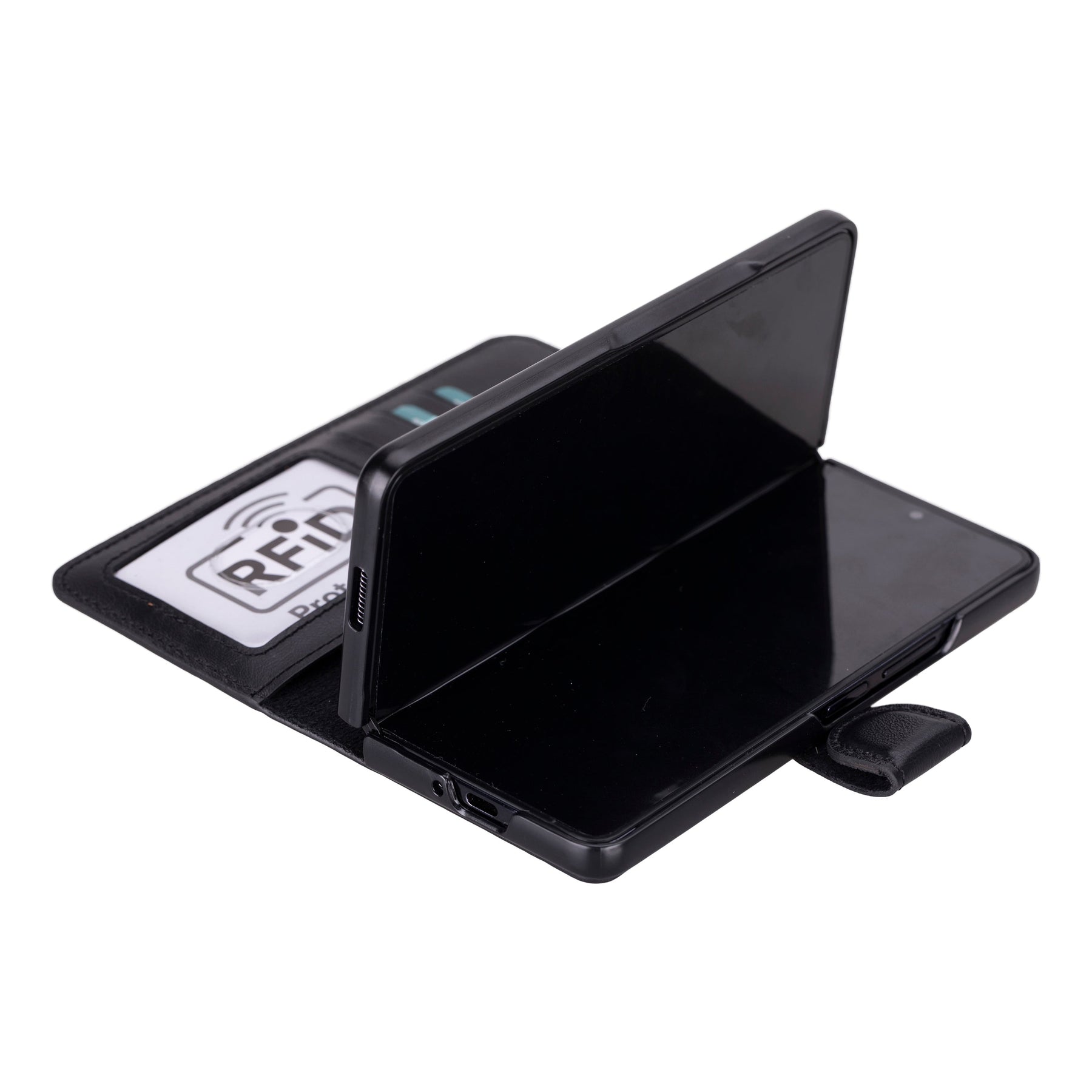 Niet-afneembare leren portemonneehoes voor de Samsung Galaxy Z Fold 5