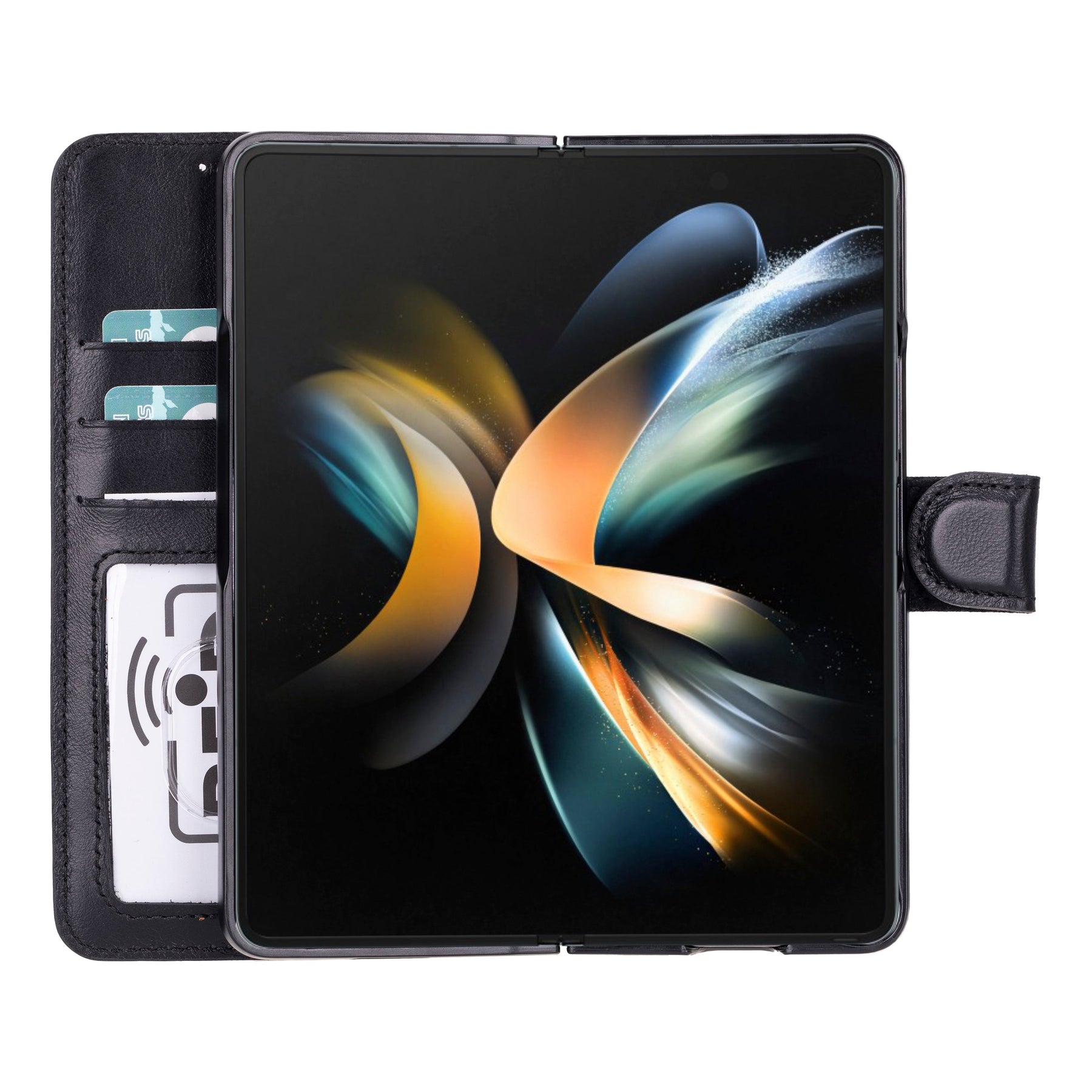 Niet-afneembare leren portemonneehoes voor de Samsung Galaxy Z Fold 5
