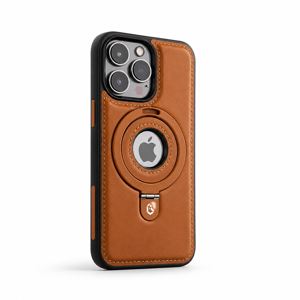 Kunstleren iPhone-hoesje met Magnetische Ringstandaard