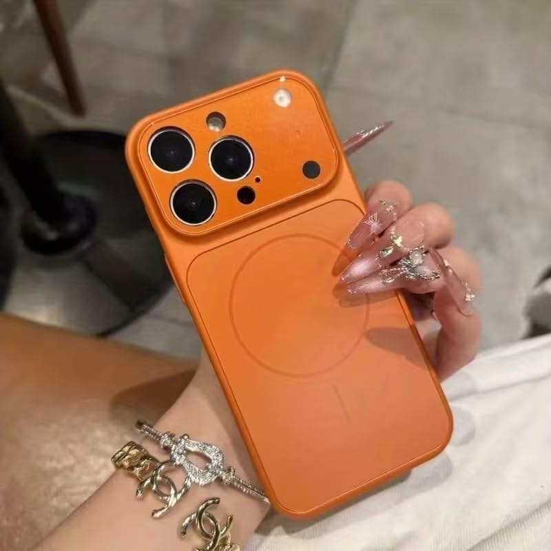Achterkant van het oranje iPhone 17 Pro Max hoesje met magnetische converter