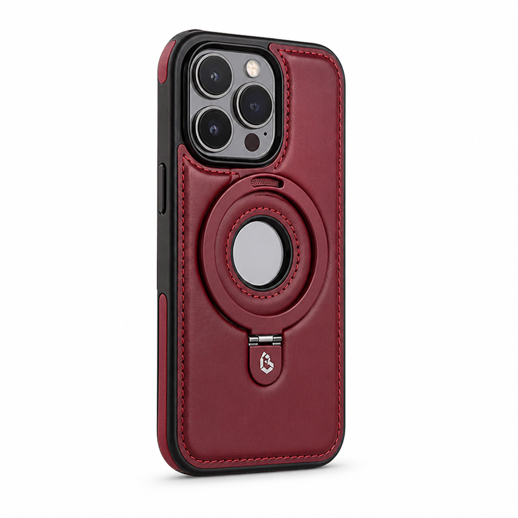 Kunstleren iPhone-hoesje met Magnetische Ringstandaard