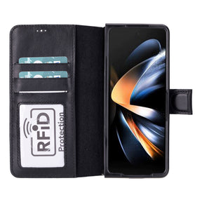 Niet-afneembare leren portemonneehoes voor de Samsung Galaxy Z Fold 5