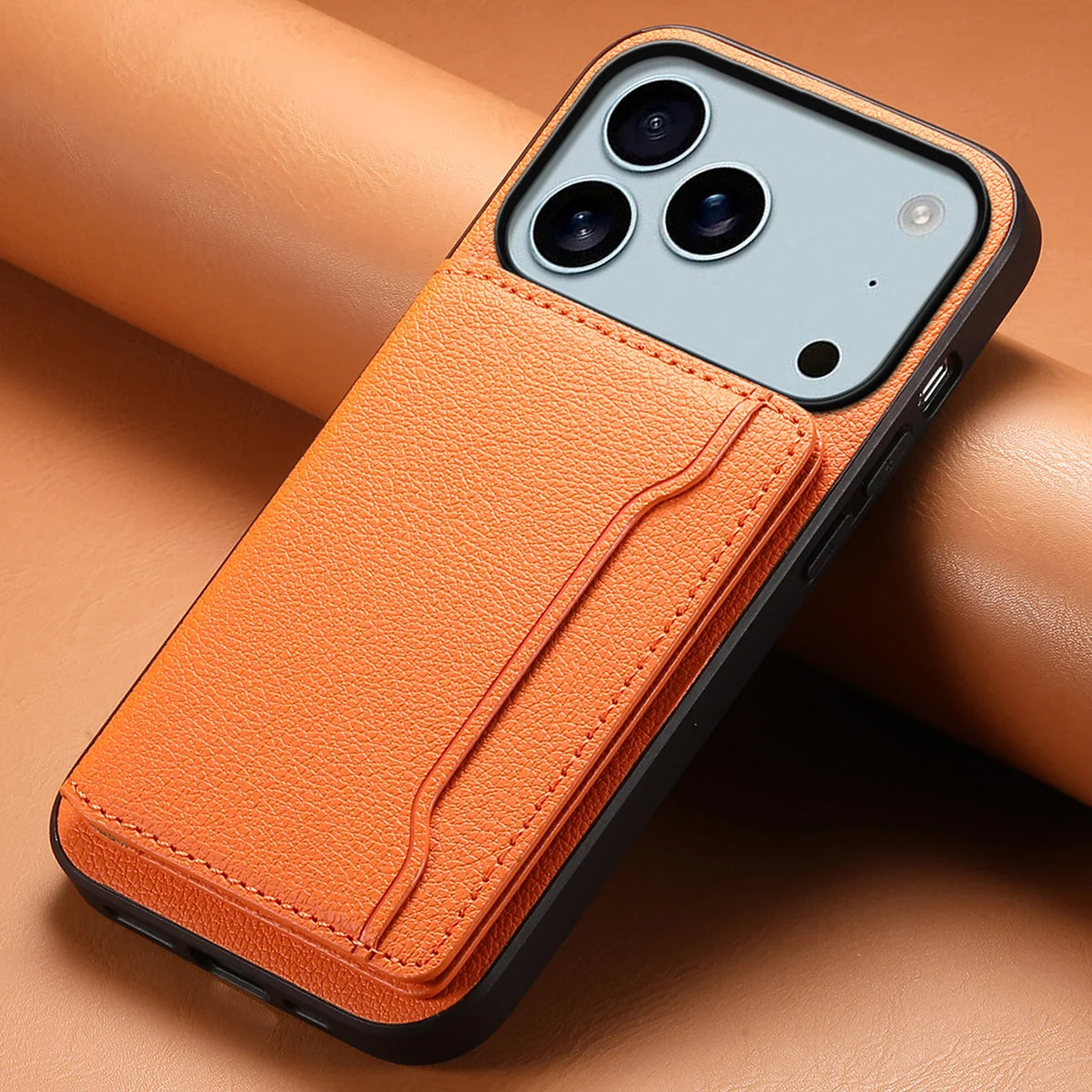 Vegan leren iPhone hoesje met handig kaartvak aan de achterkant