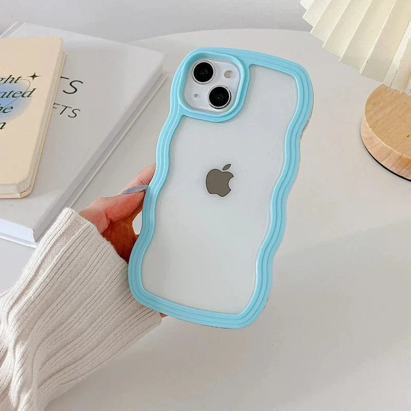 Minimalistisch iPhone hoesje met golvende lijnen in beeld