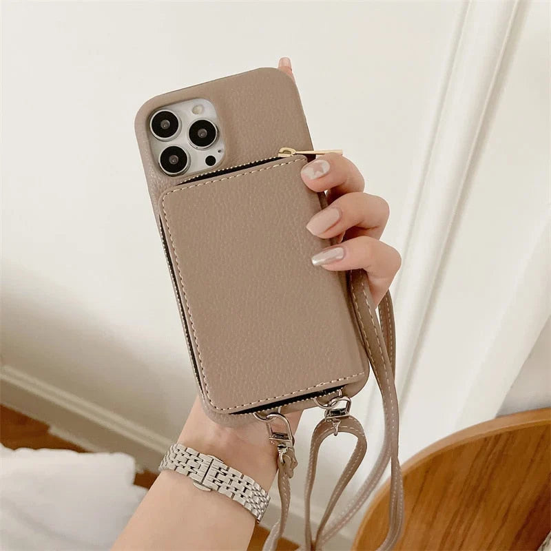 iPhone beschermd in een praktisch hoesje met kaartvakken
