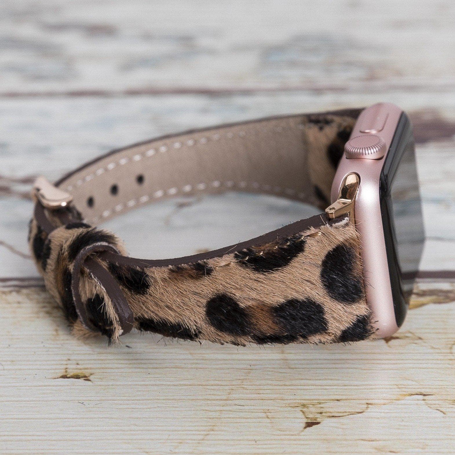 Klassieke, slanke Apple Watch-band van echt leer