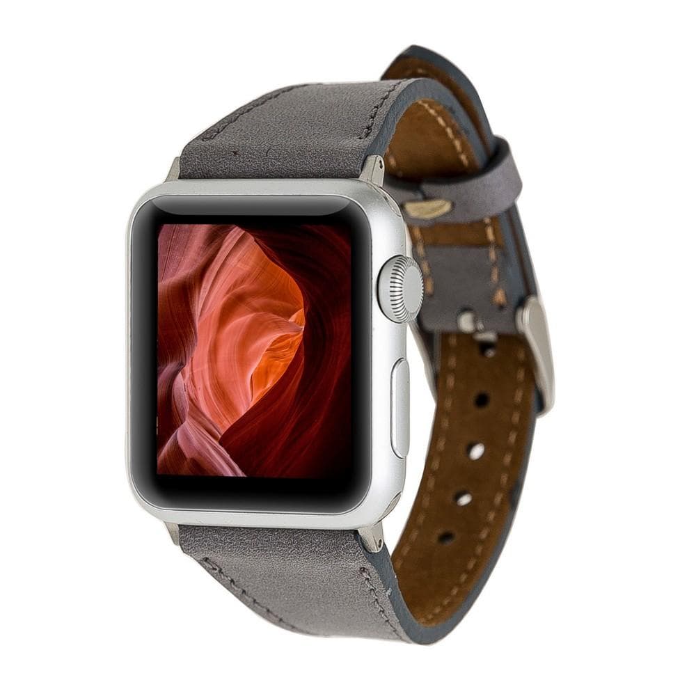 Klassieke, slanke Apple Watch-band van echt leer
