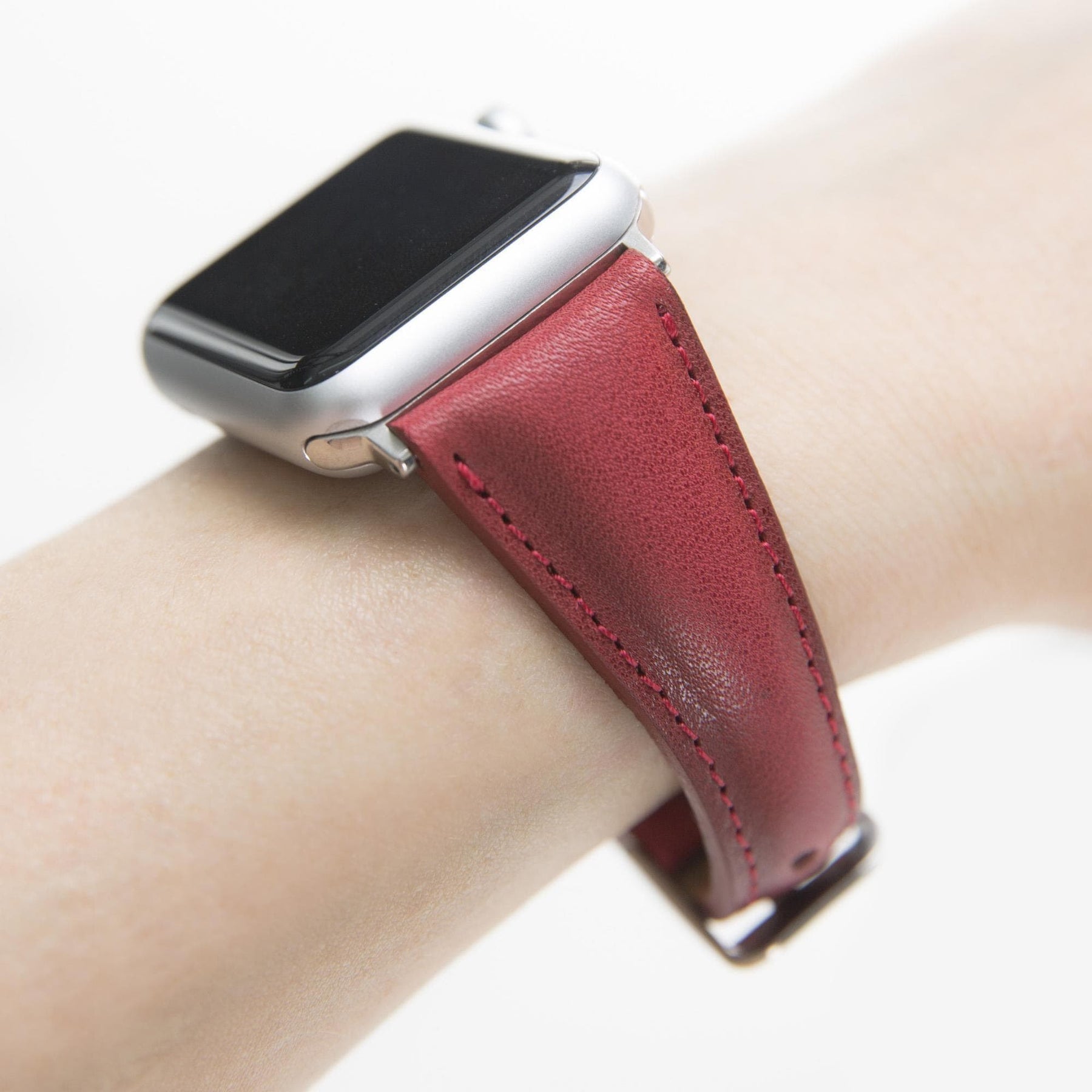 Klassieke, slanke Apple Watch-band van echt leer