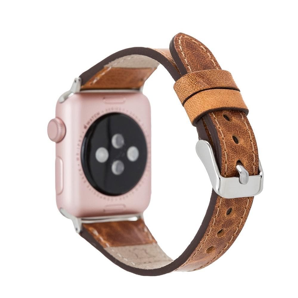Klassieke, slanke Apple Watch-band van echt leer