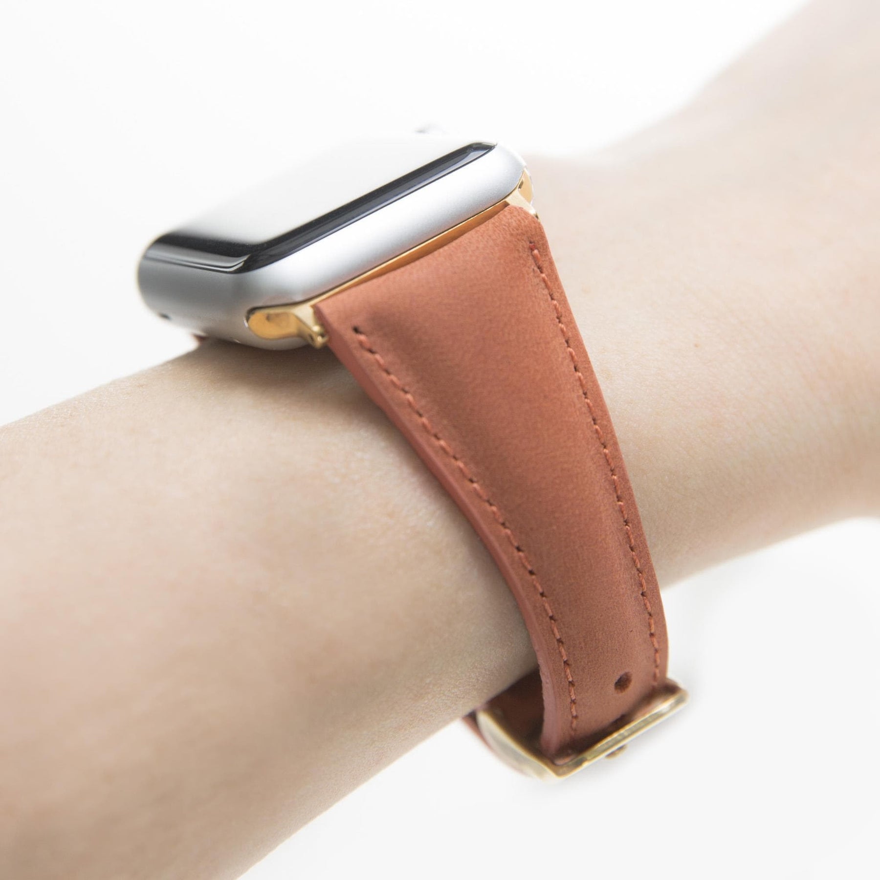 Klassieke, slanke Apple Watch-band van echt leer