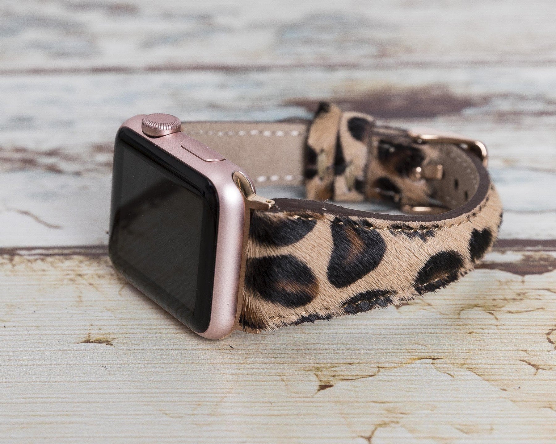 Klassieke, slanke Apple Watch-band van echt leer