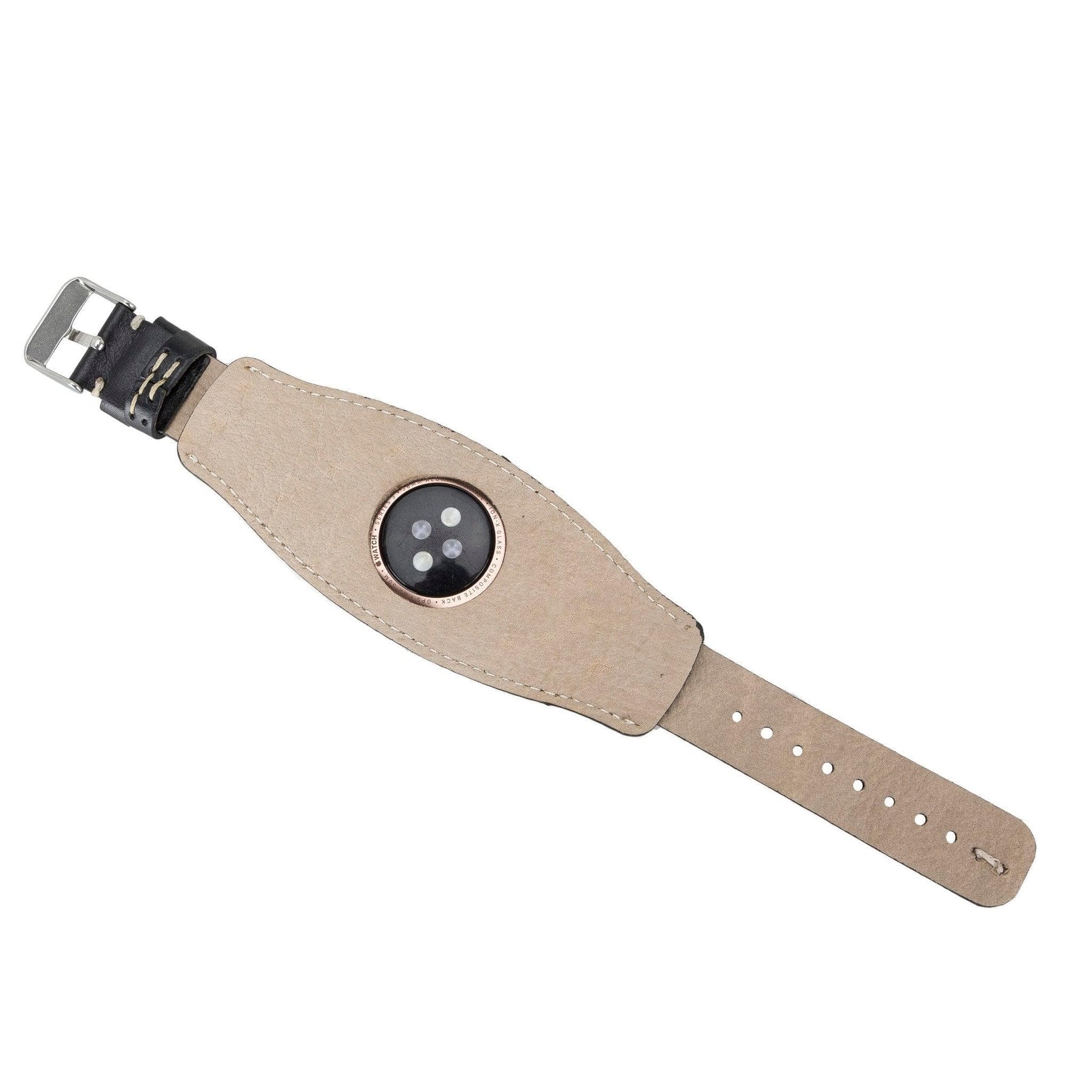 Apple Watch-bandje van echt leer met manchet