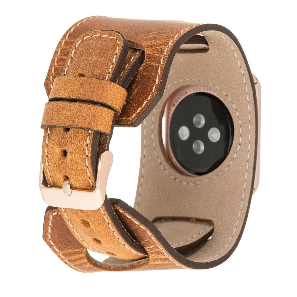 Apple Watch-bandje van echt leer met manchet