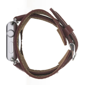 Apple Watch-bandje van echt leer met manchet