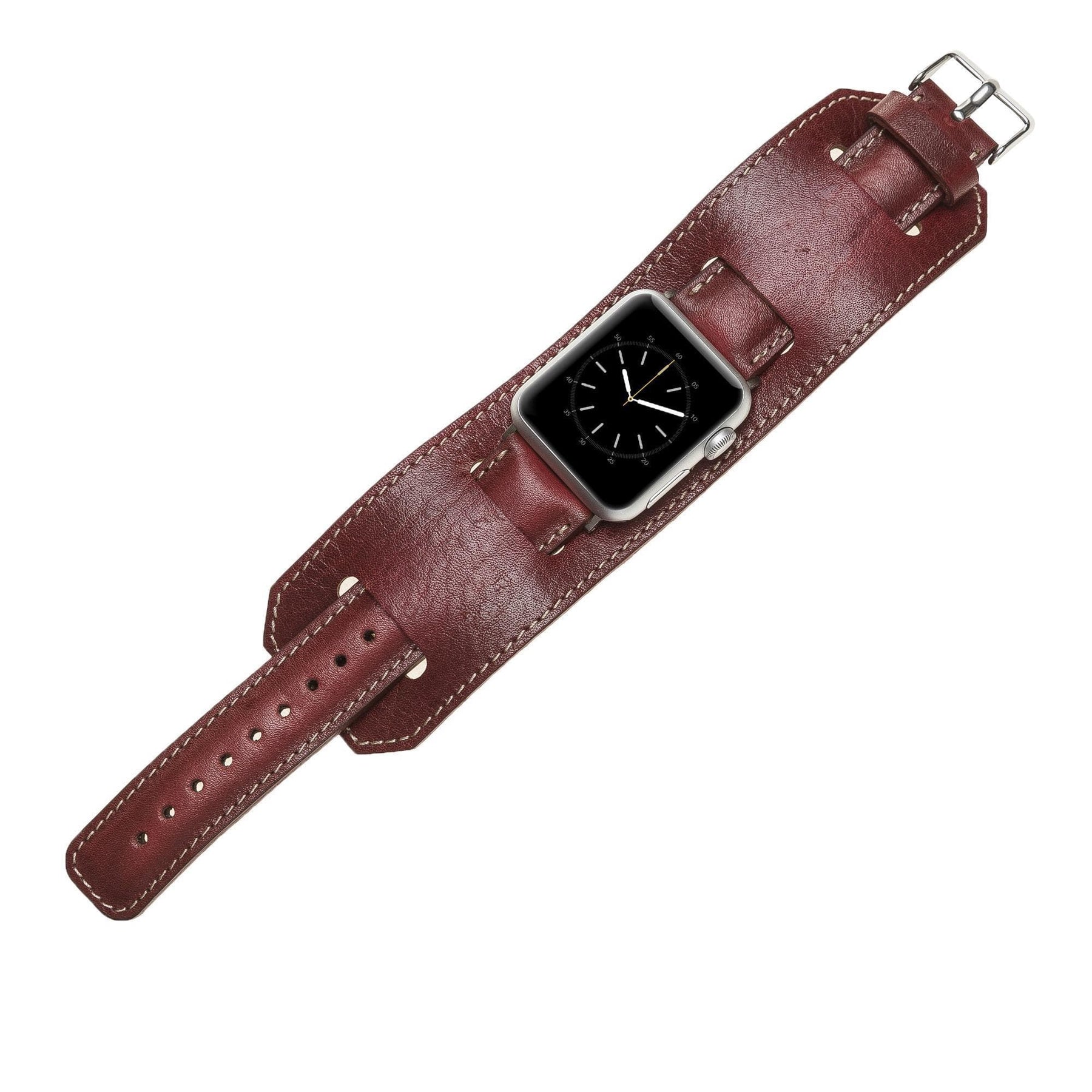 Apple Watch-bandje van echt leer met manchet