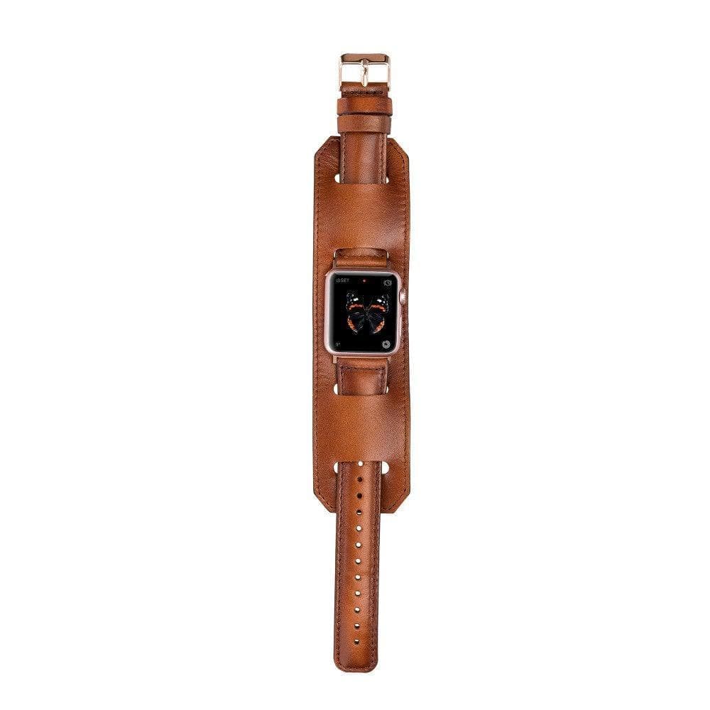 Apple Watch-bandje van echt leer met manchet