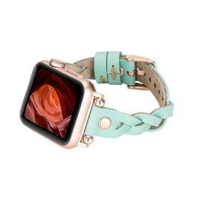 Wanda Ferro gevlochten roségouden Apple Watch-bandje in Trok-stijl van echt leer
