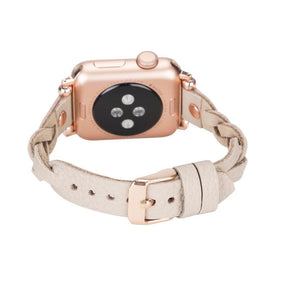 Wanda Ferro gevlochten roségouden Apple Watch-bandje in Trok-stijl van echt leer