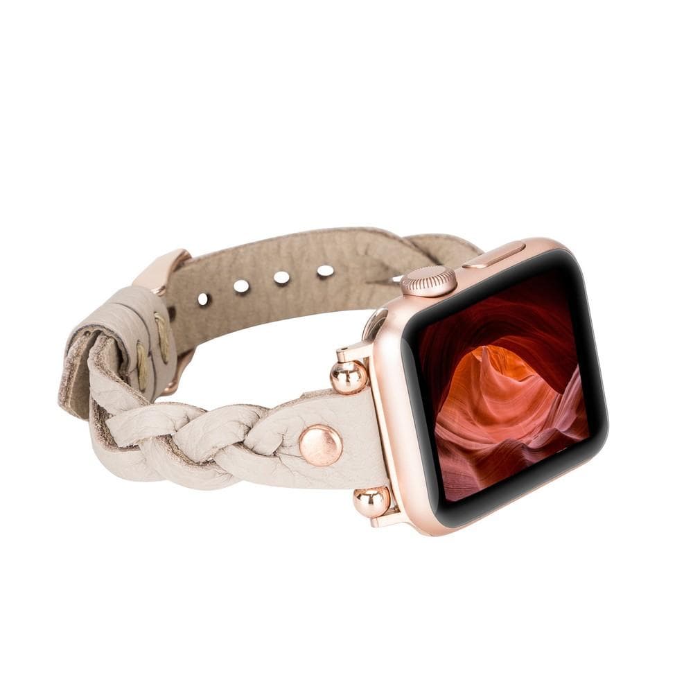 Wanda Ferro gevlochten roségouden Apple Watch-bandje in Trok-stijl van echt leer