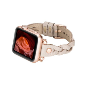 Wanda Ferro gevlochten roségouden Apple Watch-bandje in Trok-stijl van echt leer
