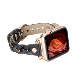 Wanda Ferro gevlochten roségouden Apple Watch-bandje in Trok-stijl van echt leer