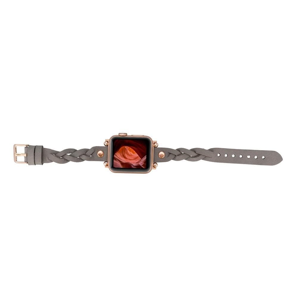 Wanda Ferro gevlochten roségouden Apple Watch-bandje in Trok-stijl van echt leer