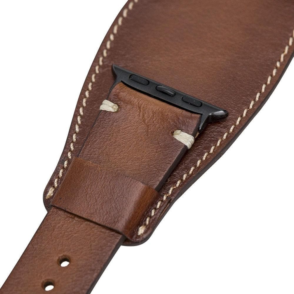 Pulsar-armband in manchetstijl van echt leer voor de Apple Watch