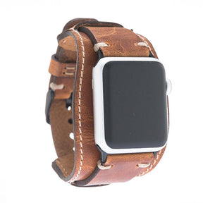 Pulsar-armband in manchetstijl van echt leer voor de Apple Watch