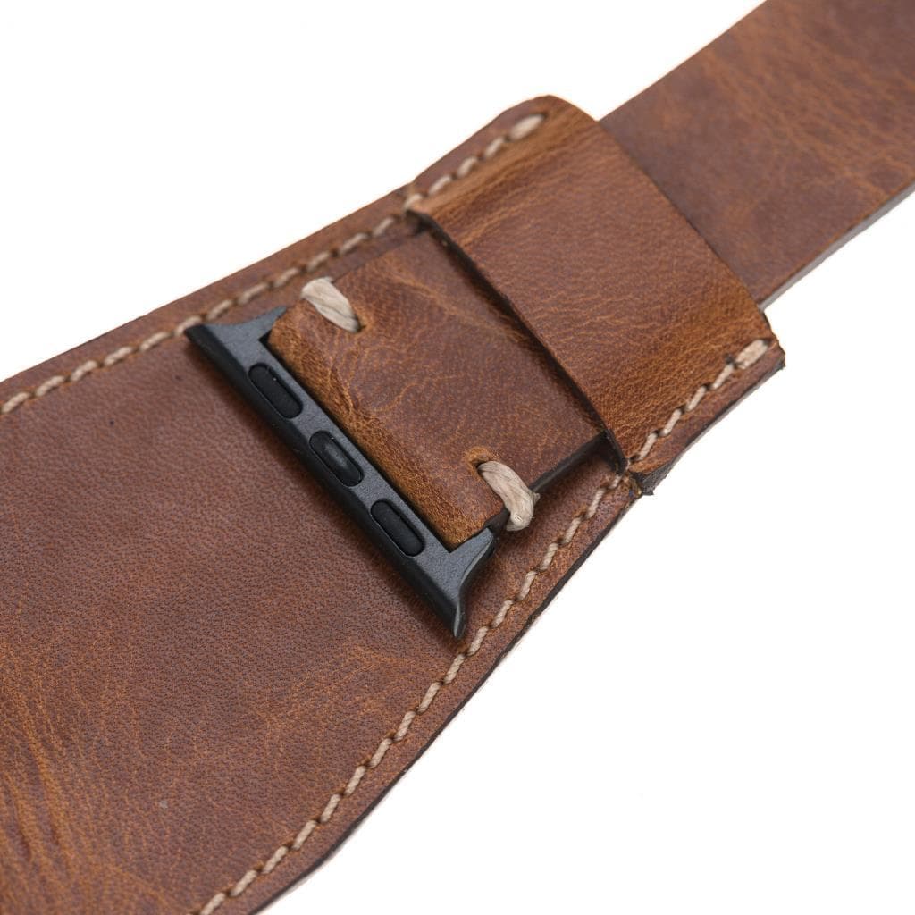 Pulsar-armband in manchetstijl van echt leer voor de Apple Watch