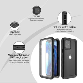 Close-up van de waterdichte afdichting van een iPhone 12-hoes